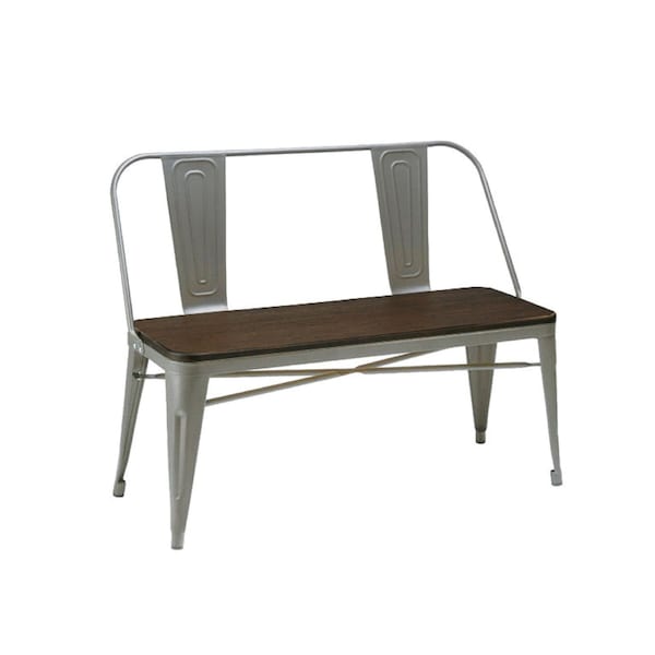 Homeroots 40in Brown and Gray Metal And Solid Wood Dining Bench 553871 - main