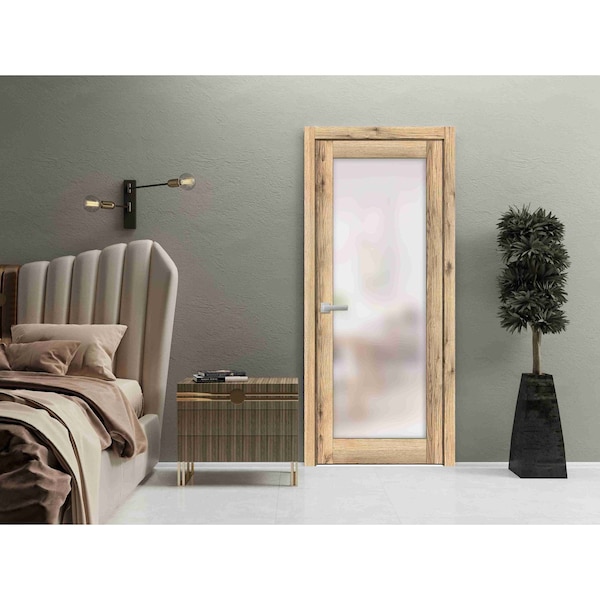 Sartodoors Solid French Door Planum 2102 Oak Solid Core Modern Interior PLANUM2102ID-DUB-18 - main