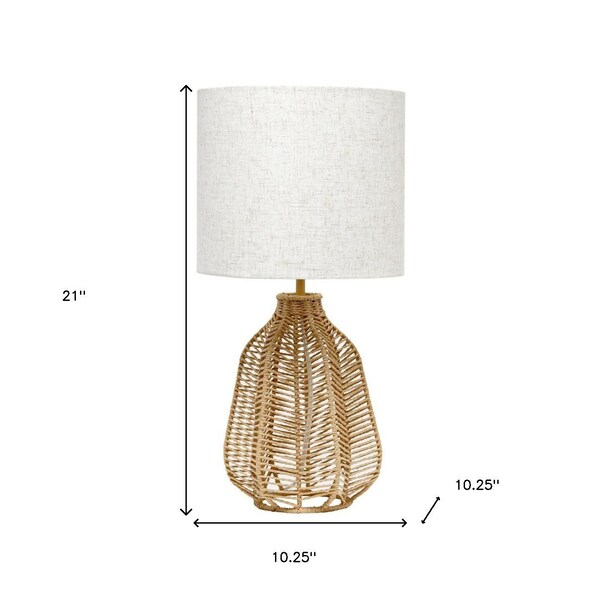 Homeroots 21" Natural Round Table Lamp With Beige Drum Shade 643471 - main