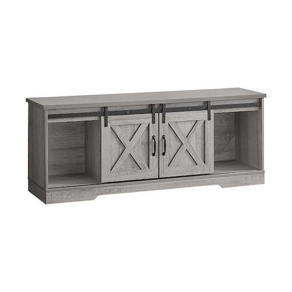 Homeroots 59in Gray Cabinet Enclosed Storage TV Stand 490376 - main