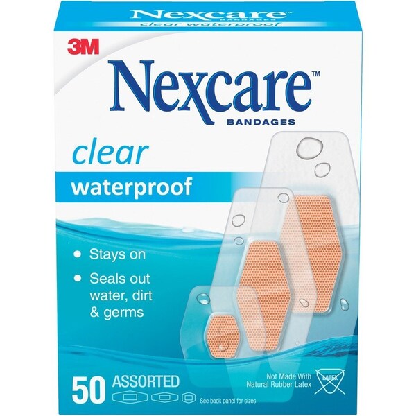 Nexcare Waterproof Bandages, No Color, 50PK MMM43250 - main