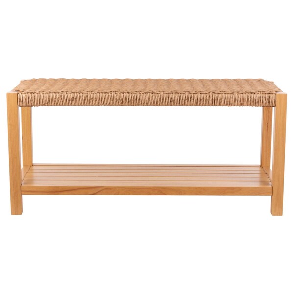 Alaterre Furniture Newport 40in Wood Storage Bench with Handcrafted Woven Rope Seat, Natural ANNP0520 - main