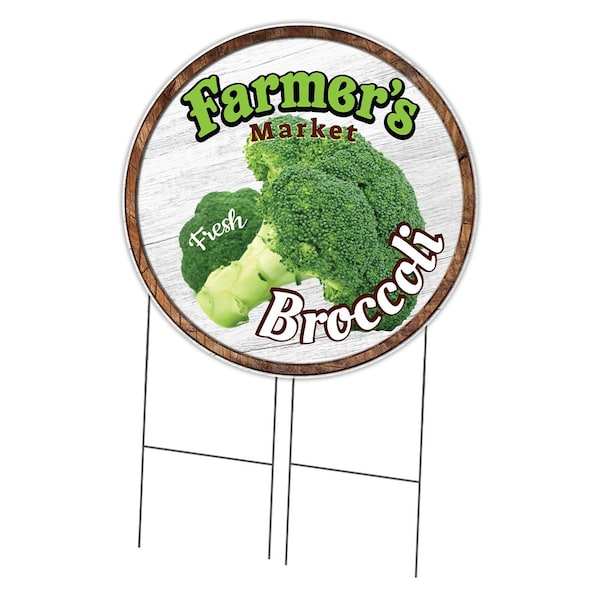 Signmission Farmers Market Broccoli Double Sided Corrugated Plastic Circle Yard Sign, C-36-CIR-DS-WS-Broccoli C-36-CIR-DS-WS-Broccoli - main