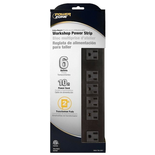 Powerzone Power Outlet Strip, 6 Socket, 15 A, 125 V OR801120 - main