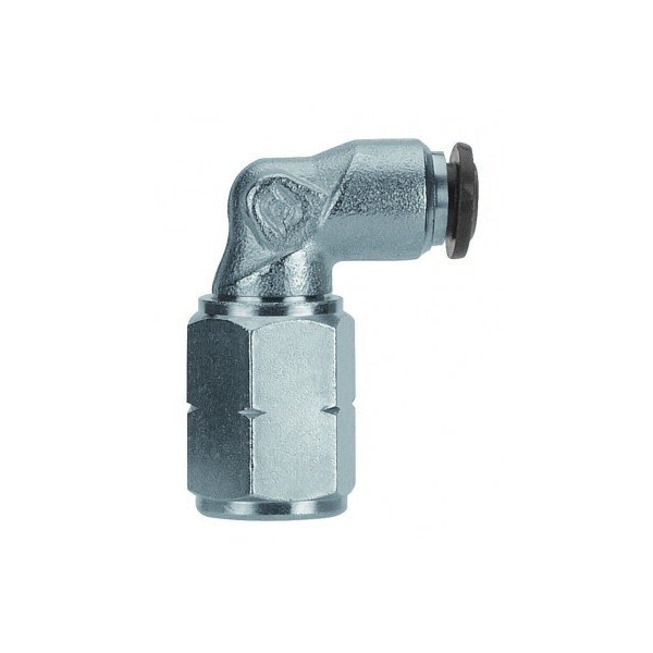 Usa Industrials Push to Connect Tube Fitting, Nickel Plated Brass w/ Plastic Release Ring, Female Elbow ZUSA-TF-PTC-NPBR-135 - main