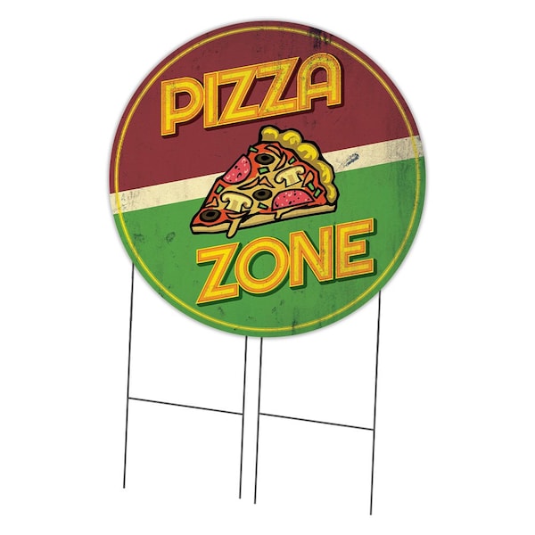 Signmission Farmers Market Pizza Zone Double Sided Corrugated Plastic Circle Yard, C-36-CIR-DS-WS-Pizza zone C-36-CIR-DS-WS-Pizza zone - main