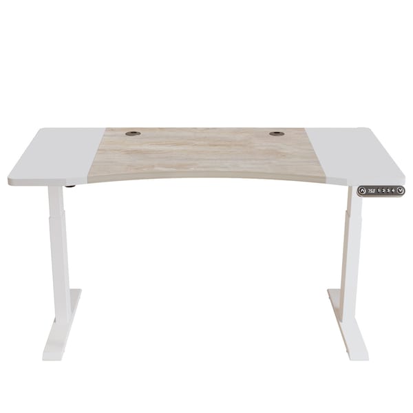 Homeroots 63" Adjustable Brown and White Standing Desk 528674 - main