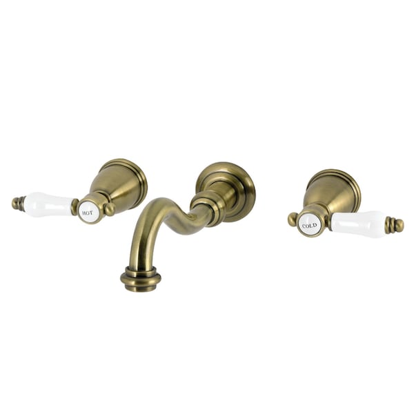 Kingston Brass Two-Handle Wall Mount Tub Faucet, Antique Brass KS3023BPL - main