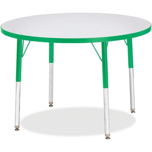 Jonti-Craft Berries Round Activity Table, 36 in. Diameter, A-height, Freckled Gray/Green/Gray 6488JCA119 - main