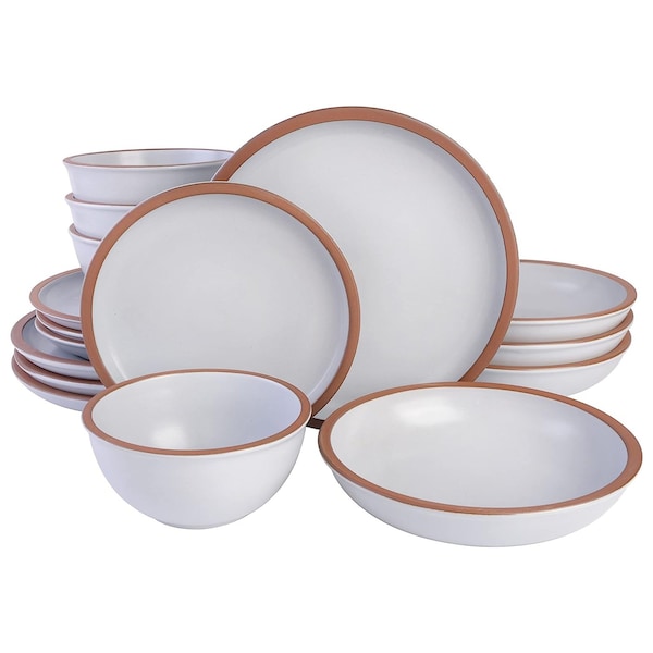 Soho Lounge Lagos 16 Piece Terracotta Double Bowl Dinnerware Set in Solid Matte White 750120317M - main