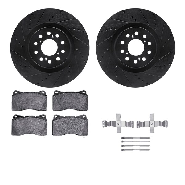Dynamic Friction Co DFC Rotors-Drilled & Slotted-Black w/ EURO 5000 Ceramic Brake Pads Incl Hdw 8612-59007 - main