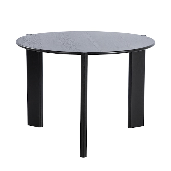 Homeroots 42" Black Solid Wood Mirrored Double Pedestal Base Round Top Dining Table 712151 - main
