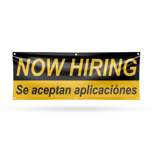 Signmission Now Hiring se Acepan Aplicaciones, 24 Inch x 72 Inch, Vinyl Banner B-72-30761 - main