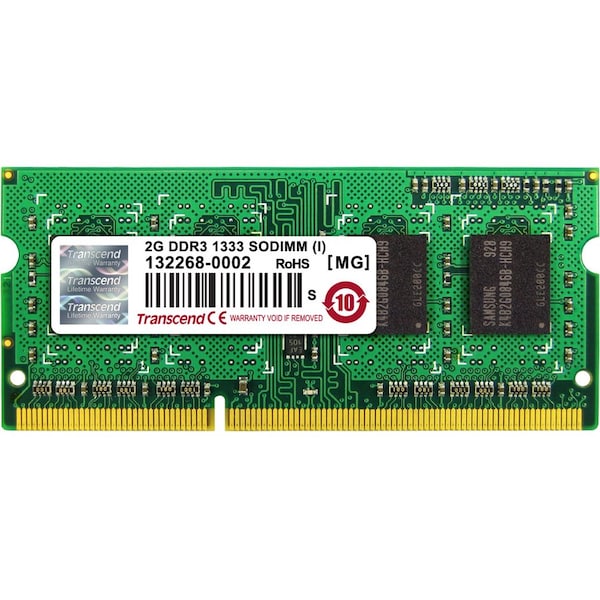 Transcend Information TRANSCEND 2GB DDR3 1333 PC3 10666 SO-DIMM 204PIN 256MX8 MAJOR BRAND CHIPS TS256MSK64V3N - main