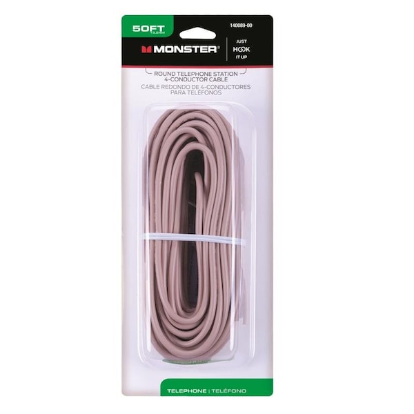 Monster Cable Just Hook It Up 50 ft. L Beige Telephone Station Wire 140089-00 - main