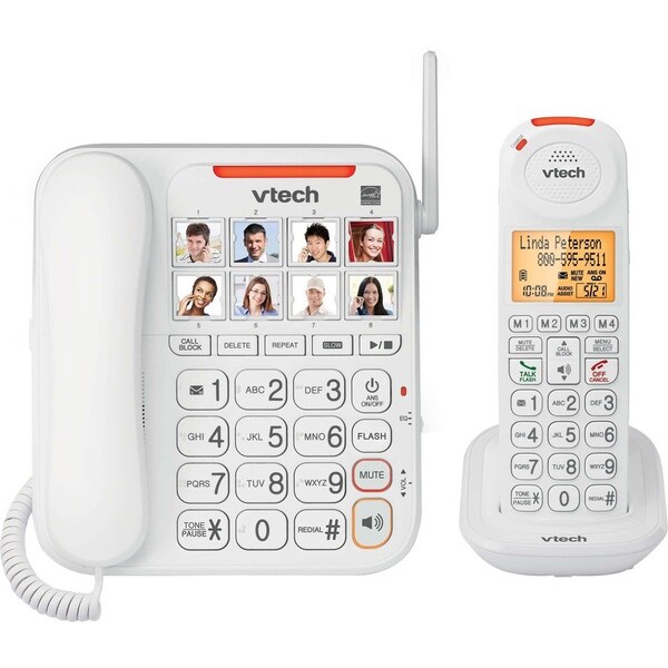 Vtech AMPLIFIED CORDED/CORDLESS PHONE 90DB VISUAL RINGER BIG BUTTONS SN5147 - main