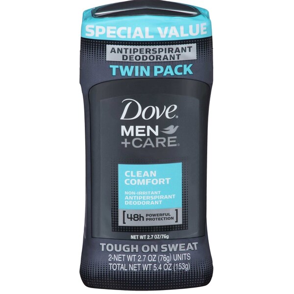 Dove Men+Care Invisible Solid Clean Comfort Antiperspirant Deodorant, Twin Pack, 5.4 Ounce, 6PK 30209 - main