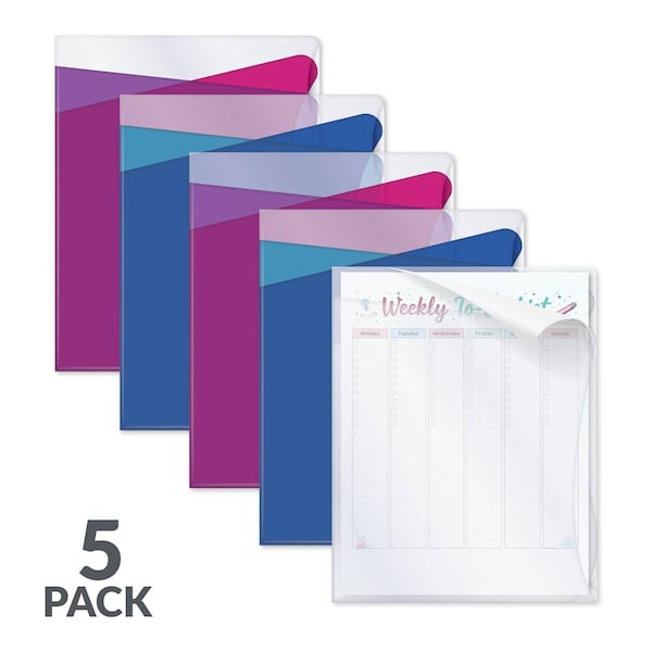 C-Line Products 8-1/2" x 11" Clear Multi-Section Poly Project Folders with Colored Dividers, 5/PK, 12PK/BX 62110-BX - main