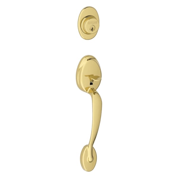 Schlage Residential Entrance Handleset Exterior Only, Plymouth Style, Bright Brass F58 PLY 605 - main
