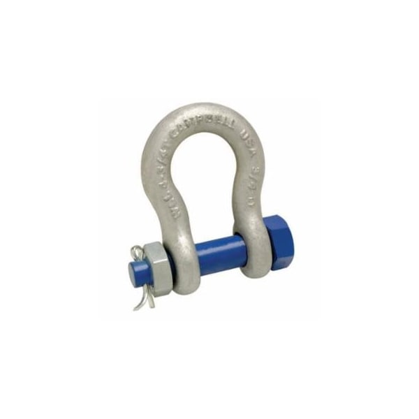Campbell Anchor Shackle, C-999-G, Pin and Bolt, Galvanized, 21/32 in Opening, 3/8 in, 1 ton Working Load 193-5390635 - main