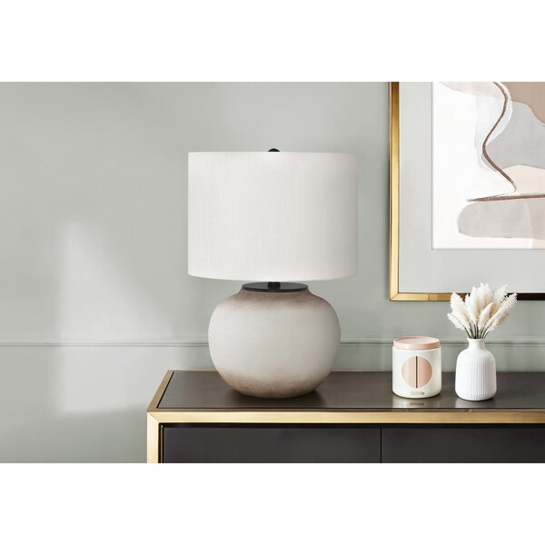 Monarch Specialties Lighting, 21 in.H, Table Lamp, Cream Ceramic, Ivory / Cream Shade, Modern I 9722 - main