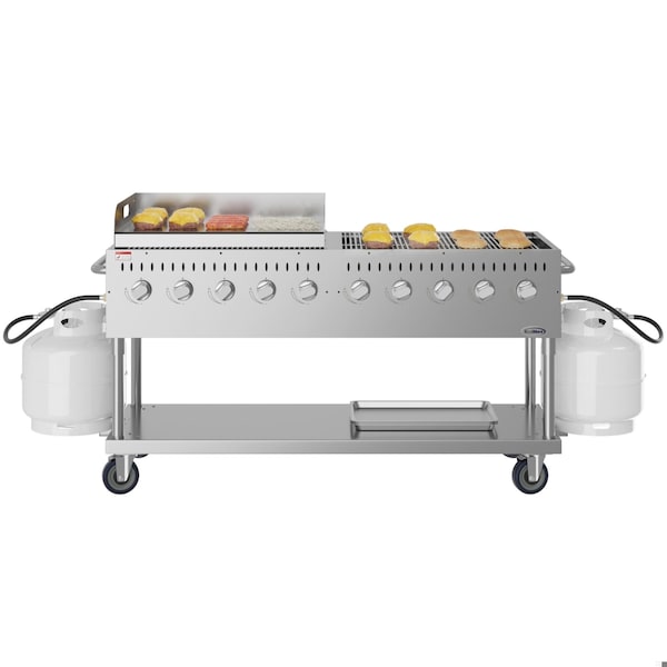 Koolmore 72 in. Commercial Outdoor Propane Gas Grill with 36 in. Griddle in Stainless-Steel, ETL Listed CGKIT7-G36 - main