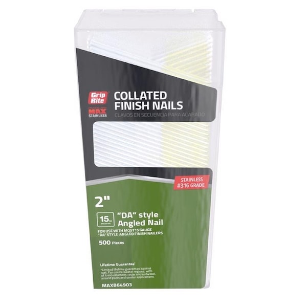 Grip-Rite 2 in. L X 15 Ga. Angled Strip 316 Stainless Steel Finish Nails, 500PK MAXB64903 - main