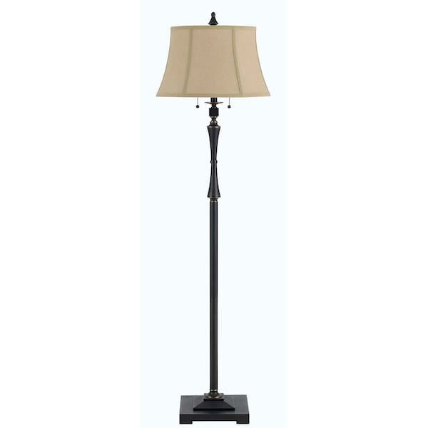 Homeroots 61" Bronze Two Light Traditional Shaped Floor Lamp With Brown Square Shade 526257 - main