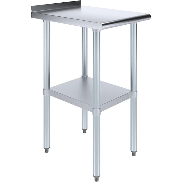 Amgood 24 in. x 18 in. Stainless Steel Work Table, Narrow Filler Table with 1.5 in. Backsplash for AMG WT-2418-BS-Z - main