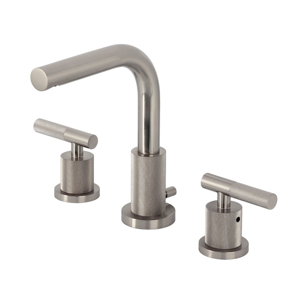 Kingston Brass Widespread Bathroom Faucet with Knurled Handle and Brass Pop-Up, Brushed Nickel FSC8958KNL - main