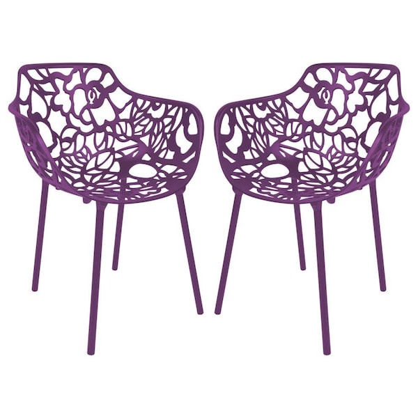 Leisuremod Modern Devon Aluminum Armchair, Purple, 2PK DCA23PU2 - main