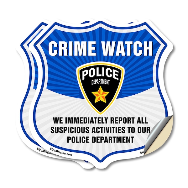Signmission Neighborhood Crime Watch Shield Sign We, 18 inch X 18 inch, Vinyl Decal, 2PK SHI-D-2PACK-18-388 - main