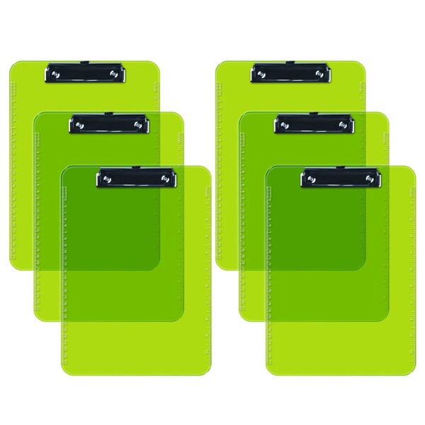 Davis Group Plastic Clipboard, Flat Clip, Transparent Neon Green, 6PK 4833-24-06 - main