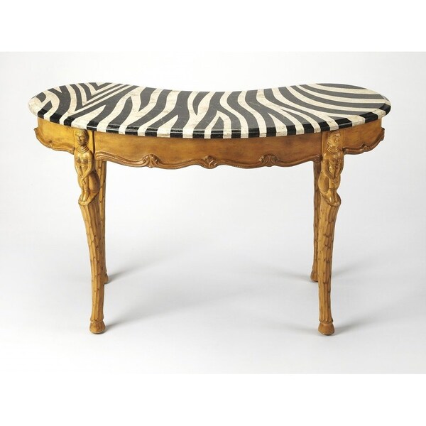 Homeroots 48" Black and White and Brown Kidney Writing Desk 383200 - main