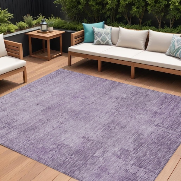 Homeroots 9' X 12' Lavender And Plum Abstract Washable Indoor Outdoor Area Rug 616242 - main