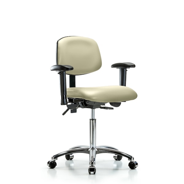 Blue Ridge Ergonomics Chair, Vinyl, Med Bench, Chr AA Casters, Wht, 6-Way Adjustable, 22" to 29" Height, Adobe White BR-VMBCH-CR-T0-A1-NF-CC-8501 - main