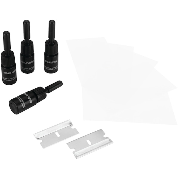 Performance Tool Windshield Repair Kit, Refill Resin, Curing Strips, Razor Blades W3072 - main
