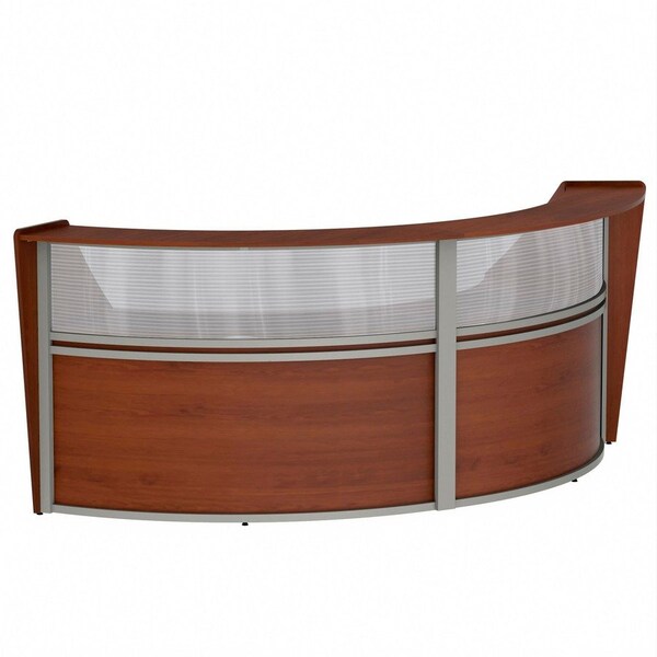 Linea Italia Curved Reception Desk 2 Units, Clear Panel, 124 inW x 49 inD, Cherry ZUC316 - main