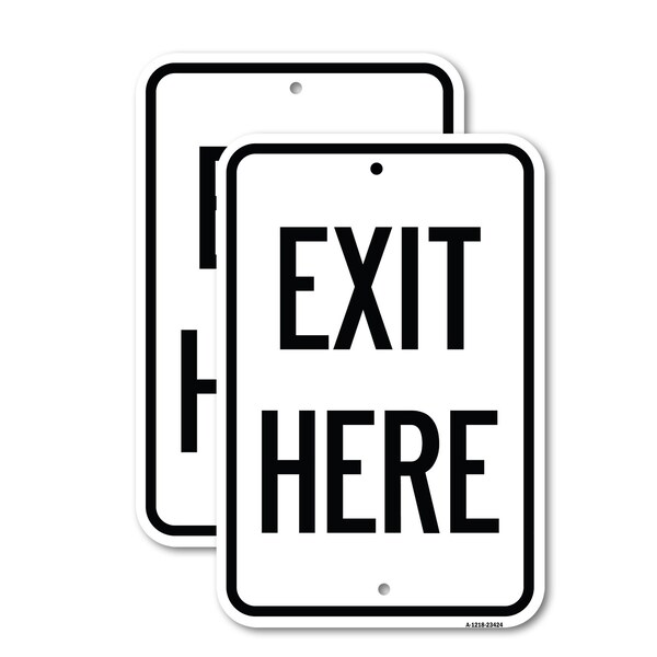Signmission Parking Lot Sign Exit Here, 18'' X 24'' 2 Signs, Heavy Gauge Aluminum, 2PK A-1824-2PACK-23424 - main