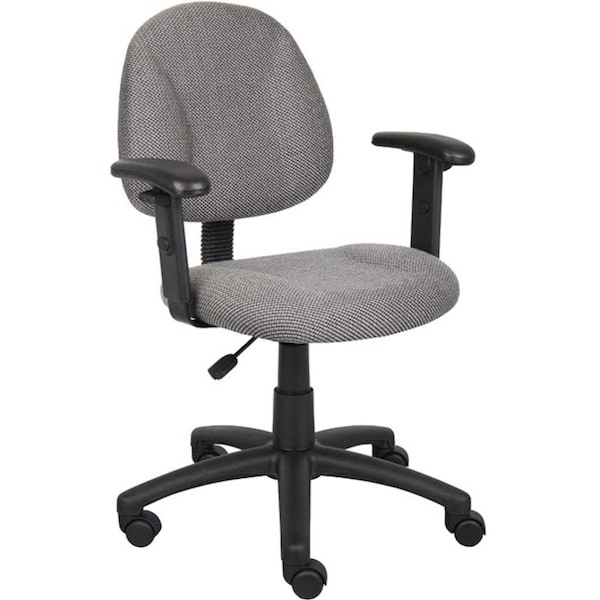 Boss B316 Posture Deluxe Office Task Chair, Gray Back, 25 in W 25" L 40" H, Adjustable, Tweed Seat B316-GY - main