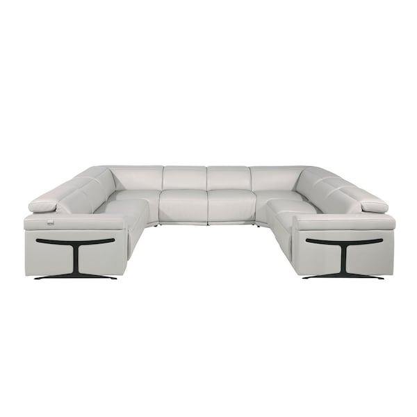 Homeroots Light Gray Italian Leather Power Reclining U Shaped Eight Piece Corner Sectional With Console 634681 - main