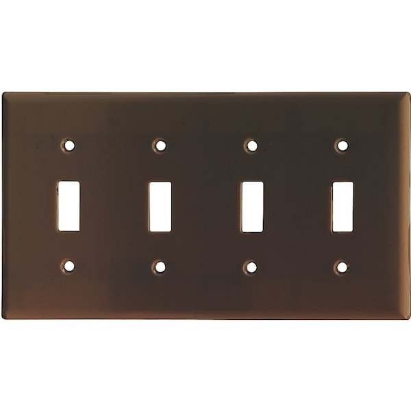 Eaton Wiring Devices Wallplate, 4-1/2 in L, 8.19 in W, 4 -Gang, Thermoset, Brown, High-Gloss 2154B-BOX - main