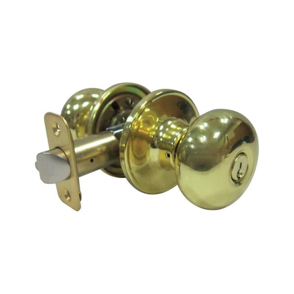 Faultless Mushroom Entry Knobs Polished Brass Metal with 3 Grade Right Hande 5002043 - main