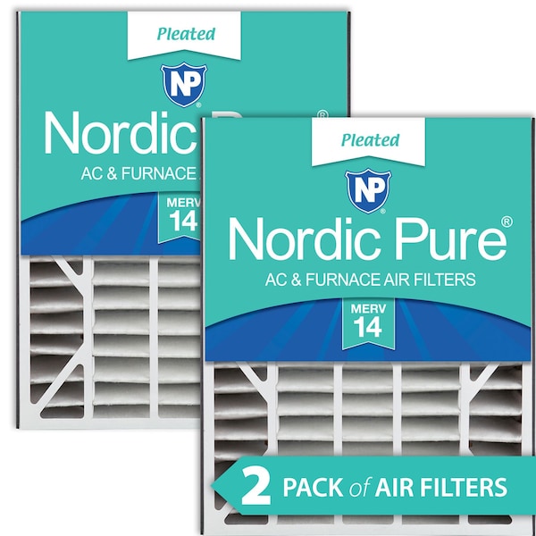 Nordic Pure 20x25x5 Pleated Air Filter, High Capacity, Electrostatically Charged Synthetic Media, MERV 14, 2 PK 20x25x5ABM14-2 - main