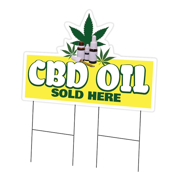 Signmission CBD Oil Sold Here Die Cut Yard & Stake plastic coroplast window, C-DC-2436-CBD Oil Sold Here C-DC-2436-CBD Oil Sold Here19 - main