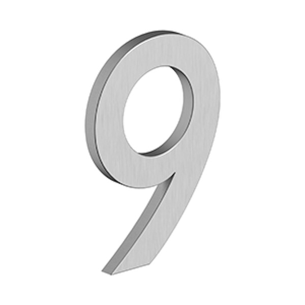 Deltana 4 Stainless Steel House Number 9 with Risers Satin Stainless Steel Finish RNB9U32D - main