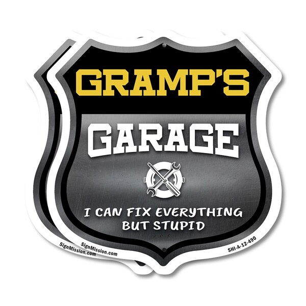 Signmission Gramp's Garage I Can Fix Everything But Stupid, 12 inch X 12 inch, Plastic Sign, 2PK SHI-P-2PACK-12-490-GRAMP - main