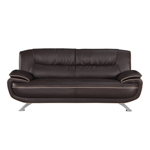 Homeroots 80" Brown Leather Sofa With Silver Legs 329463 - main