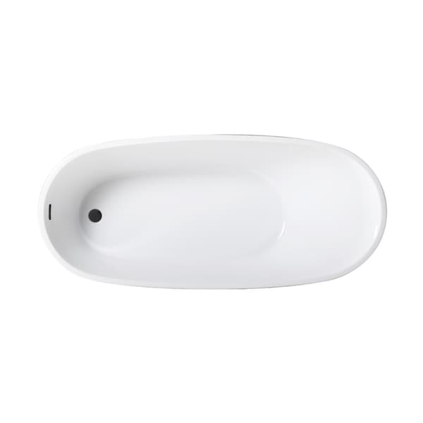 Kingston Brass 72" Acrylic Oval Single Slipper Freestanding Tub with Drain, Glossy White/Matte Black VTRS723228C310 - main