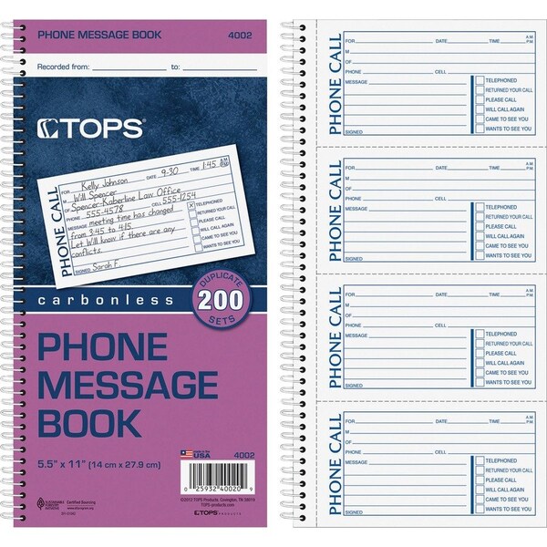 Tops Products BOOK, PHONE REC, NCR, 200ST 4002 - main